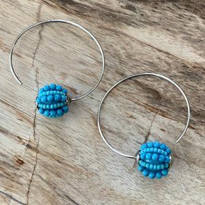 Dyrberg/Kern Spinn turquoise beaded hoop earrings